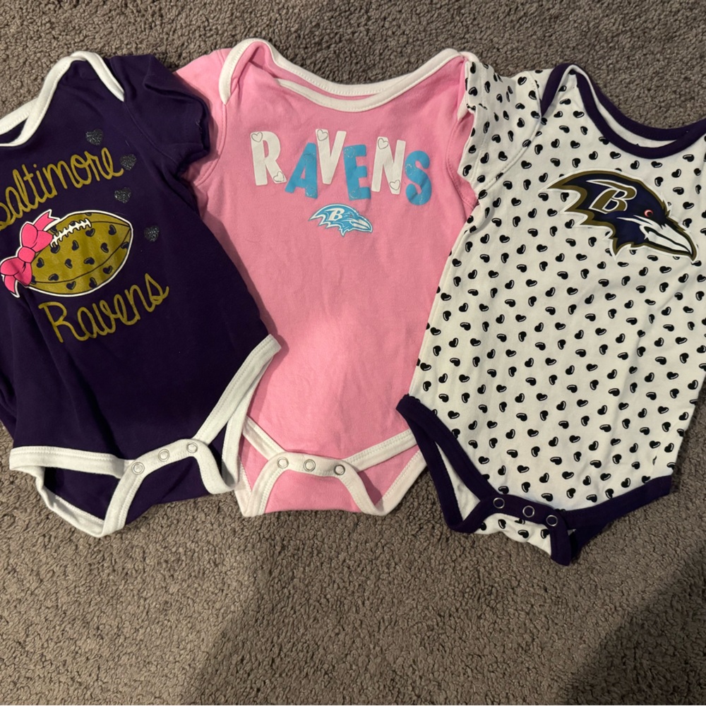 3 size 12 month ravens onesies